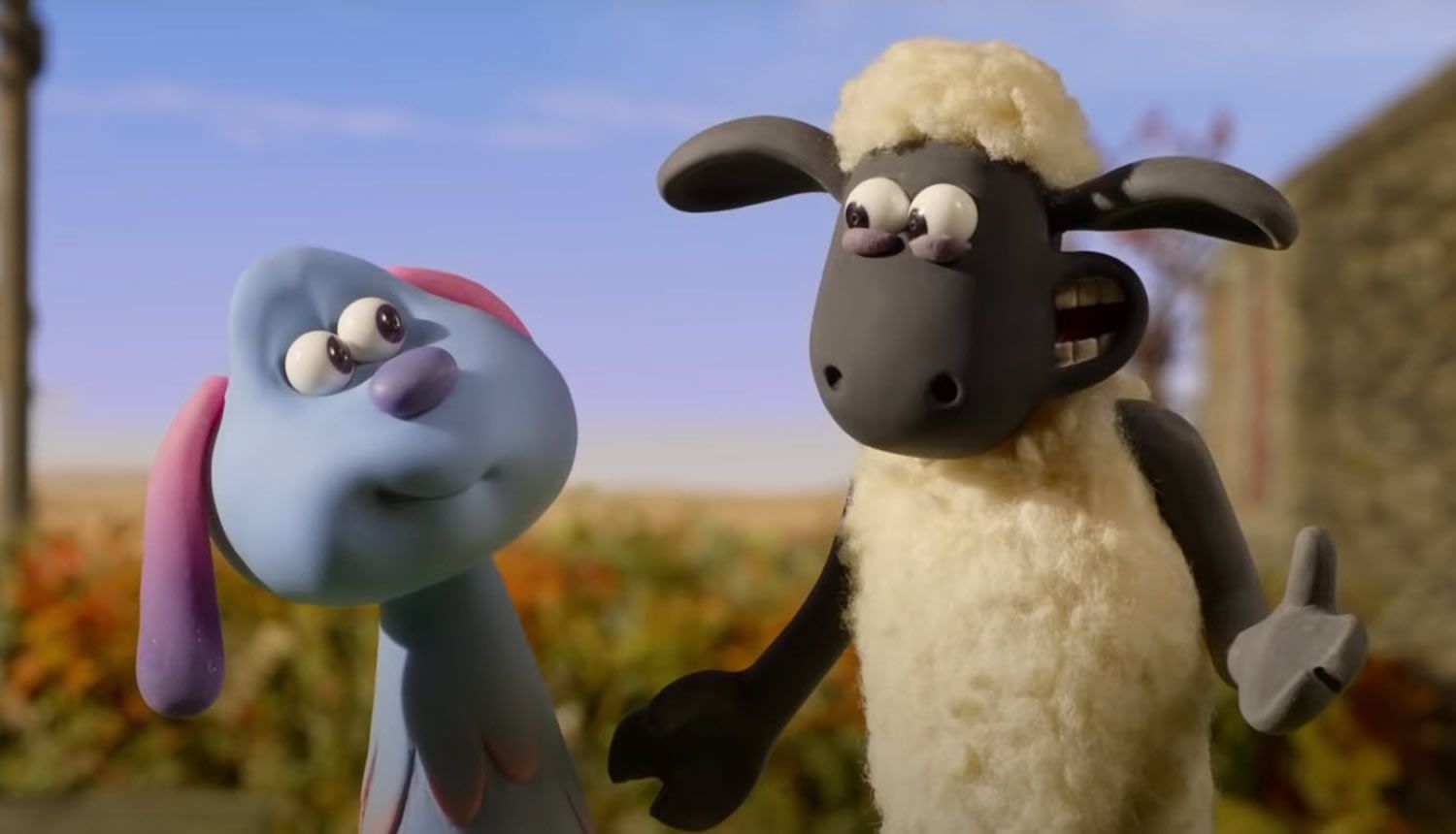 Shaun explains something to an appreciative Lu-la in a still from FARMAGEDDON.