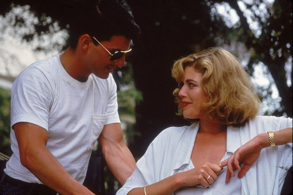 Tom Cruise and Kelly McGillis ... flirt? ... in a still from the original TOP GUN.