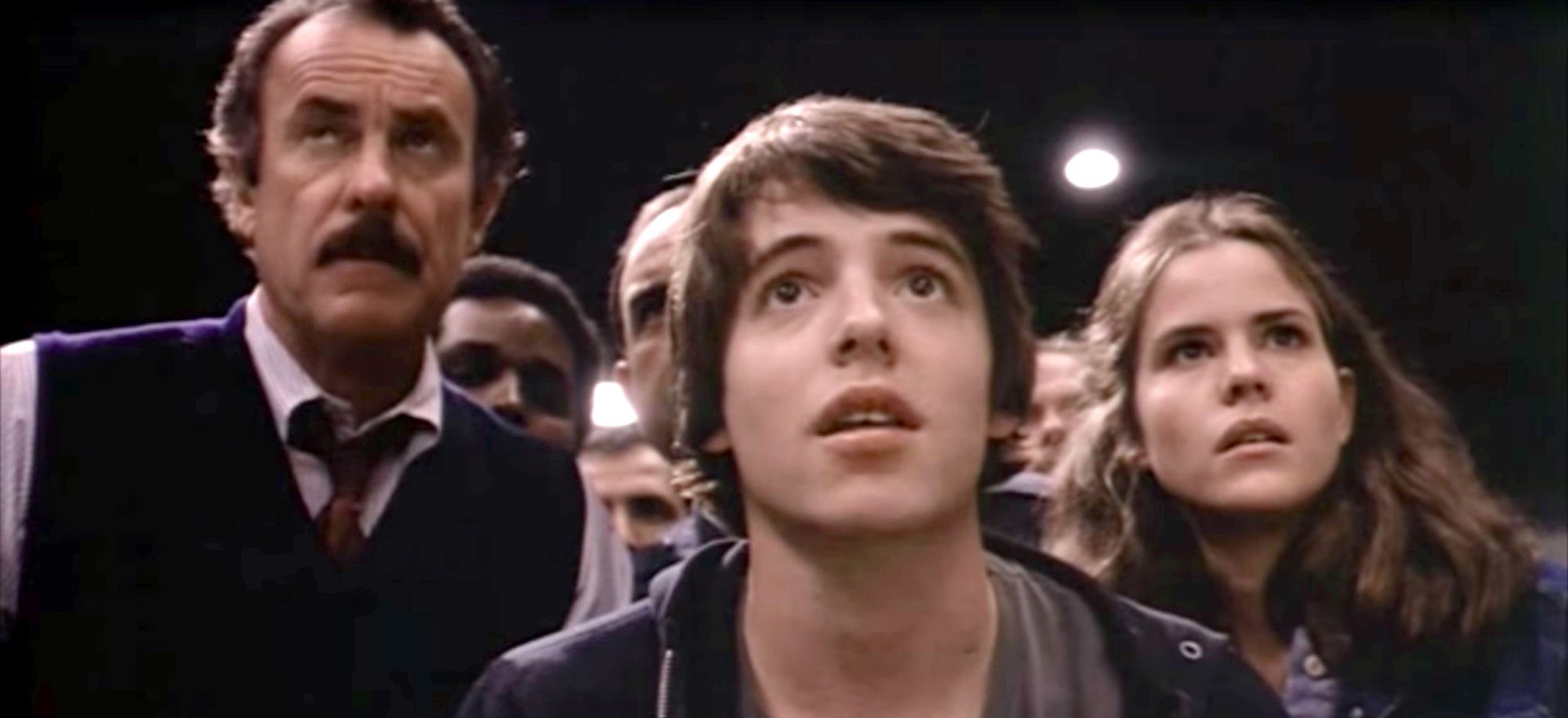 Foreground, left to right: Dabney Coleman, Matthew Broderick and Ally Sheedy try to talk a computer out of nuking the world in WARGAMES.