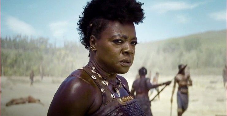 Viola Davis looks displeased in a still from THE WOMAN KING.
