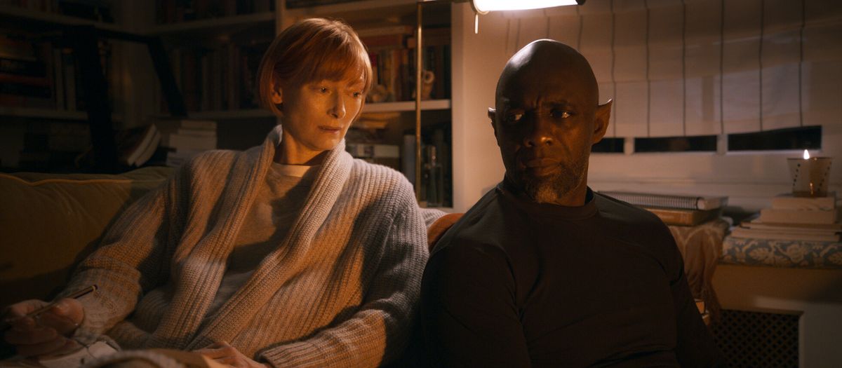 Tilda Swinton and Idris Elba share a quiet moment in George Miller's THREE THOUSAND YEARS OF LONGING.