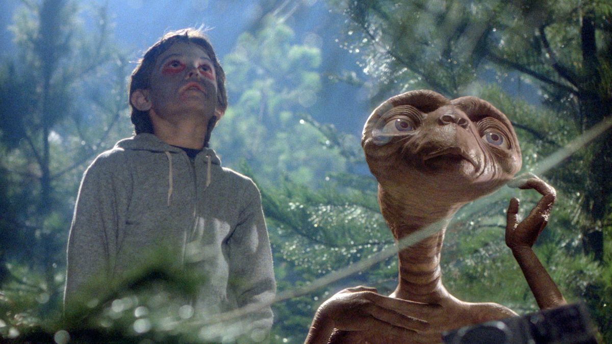 Henry Thomas and friend in a still from Steven Spielberg's E.T. THE EXTRA-TERRESTRIAL.