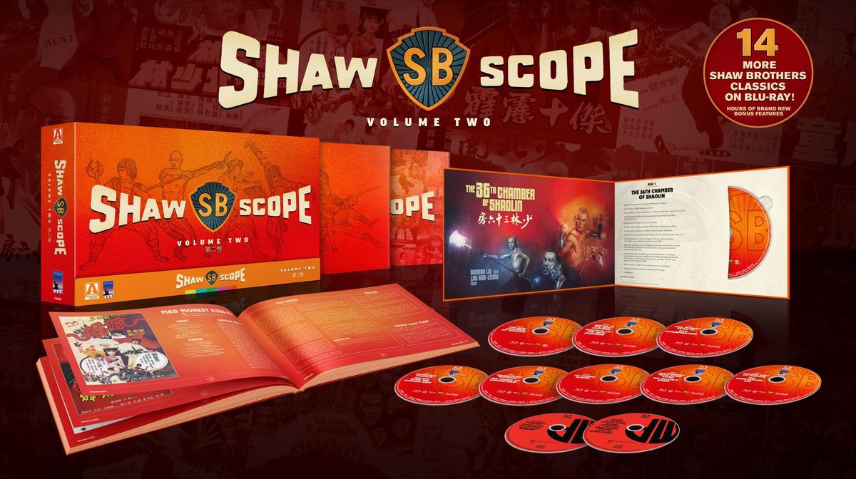 Arrow's SHAWSCOPE VOLUME 2 in all its glory: Eight Blu-rays, two CDs and a lovely book.