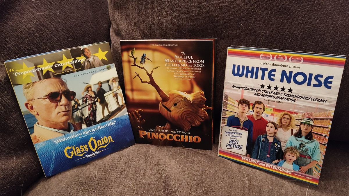 Netflix promotional Blu-rays of GLASS ONION, PINOCCHIO and WHITE NOISE, for your consideration.